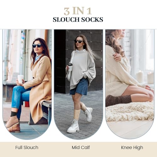 Image of Pleneal Slouchy Socks for Women Long Scrunch Sock Chunky Knit Boot Socks