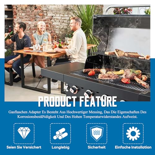 Kaelah Gasflaschen Adapter- Set 4 teiliges EU Gasflaschen Adapter und Euro- Füllset 4 Teiliges Gasflaschenadapter D1- D4 für Anschluss von Druckreglern an ausländischen Gasflaschen-4