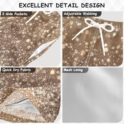 Pigsaly Boys Swim Trunks Light Beige Gradient Sand Flashing Glitter Boys Board Shorts Swimsuit Swimwear Bathing Suit XS3