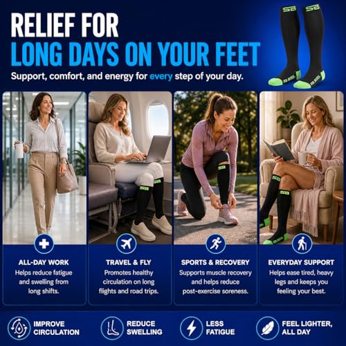 Image of SB SOX Compression Socks for Men & Women (20-30mmHg) - Best Compression Socks for Flying, Medical, Sports, Wide Calf Fit, and Daily Wear