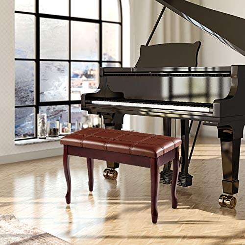 GOPLUS Banc de Piano Double en Bois Massif Robuste avec Siège Rembourré en Cuir PU, Tabouret Piano 2 Places avec Compartiment de Rangement, Charge Max 180KG (Marron, Pied Incurvé,Bande) - Les Beatles, Paul McCartney, John Lennon, RIngo Starr, George Harrison GOPLUS Banc de Piano Double en Bois Massif Robuste avec Siège Rembourré en Cuir PU, Tabouret Piano 2 Places avec Compartiment de Rangement, Charge Max 180KG (Marron, Pied Incurvé,Bande) – Image 3