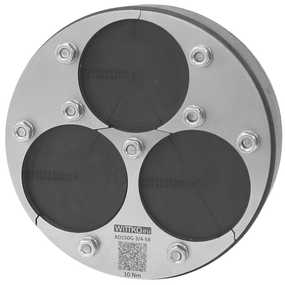 WITTKOWARE 150mm Mauerdurchführung (DN150 Ringraumdichtung), geteilt, für bis zu 3 Kabel oder Rohre 4-58mm
