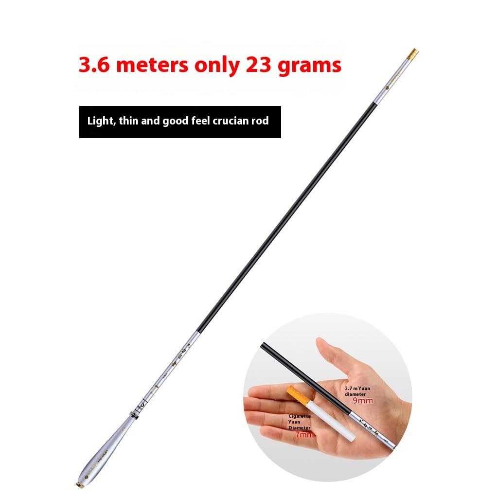 Canna da Pesca per Torrente Canna da Pesca for carassi, Canna da Pesca Ultraleggera e Sottile, Canna da Pesca a Mano Canna da Pesca compatta(Silver,3.9M)