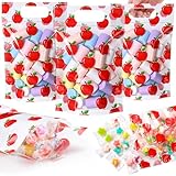 Fuutreo 50 Pcs Apple Gift Bags Plastic Back to School Goodie Bags with Handles Resealable First of First Day of School Sealing Pouch for Classroom Activity Party Candy Gift Wrap Supplies Decor(Apple)