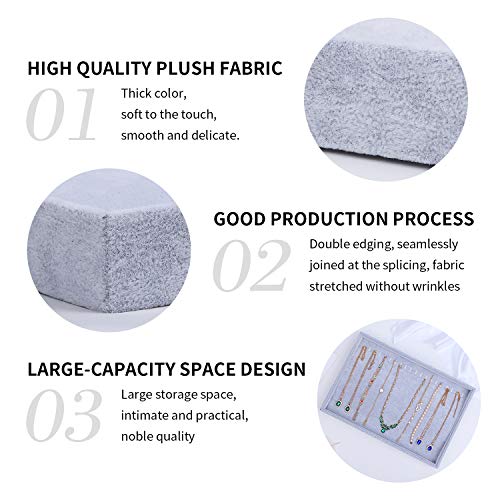 image for STYLIFING 20 Hooks Necklaces Tray Velvet Neckalce Organizer Bracelet D