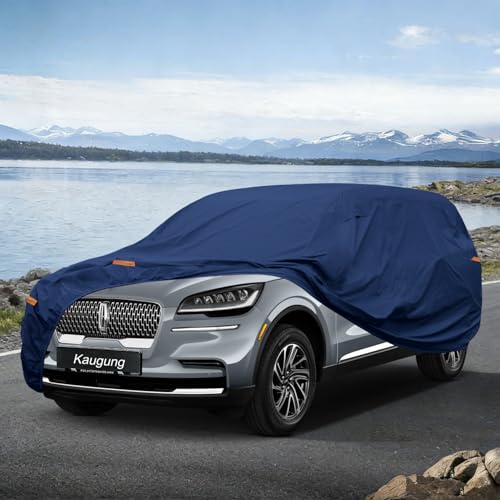 Image of Kaugung Custom Fit SUV Car Cover for Lincoln Aviator (2002-2026), Heavy Duty Waterproof All Weather Outdoor Protection, Breathable Full Exterior Cover with Vent, Rain Sun Snow UV Proof