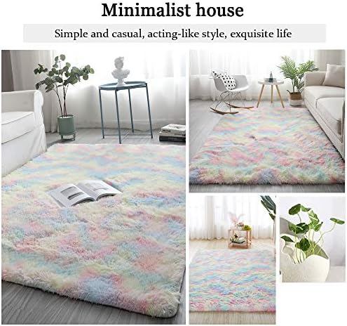 Area Rugs 4'x5'3" Rainbow Soft Fluffy Carpet for Bedrooms, Living Room, Boys Room, Girls Room, Play Room Modern Home Decor Non-Slip 5 51b4ZOb63aL. AC
