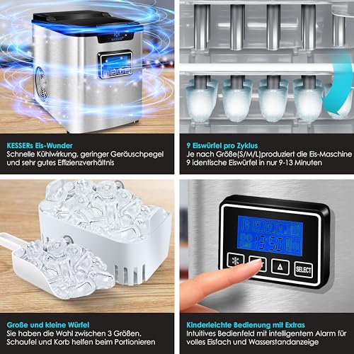 Fabricadora de hielo acero 150 W 12 kg 24 h 3 tamaños miniatura 3