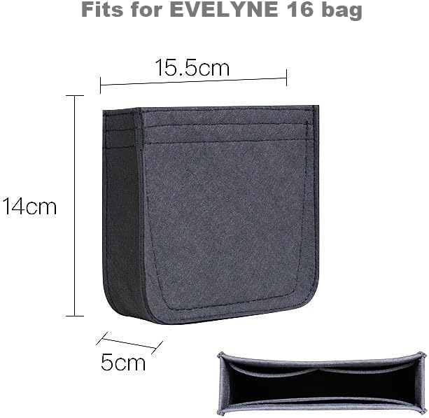 SMART DK Purse Insert Organizer for Evelyne 16 Bags,Premium Purse Felt Insert (Gray, For Evelyne 16) - Image 3
