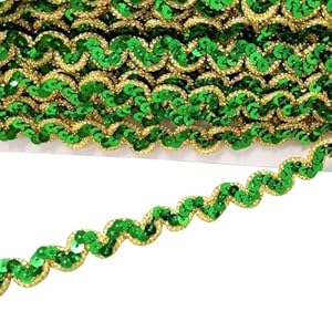 Aoktorkit Grasgrünes Paillettenband gewellte Bordüre 7 mm
