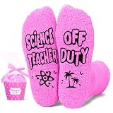 HAPPYPOP 2025 Science Teacher Appreciation Gifts - Physics Teacher Gifts for Women, Funny Fuzzy Back to School Socks for Science Lovers
