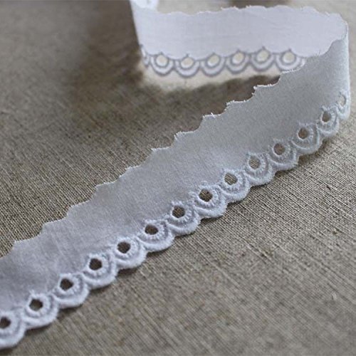 14Yds Broderie Anglaise cotton eyelet lace trim 2.3cm YH549 (White)