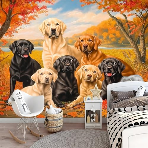 Papier peint mural animaux chiot déco design moderne chambre 350x256 - 3