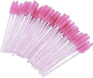 100 PCS Disposable Eyelash Brushes - Pink Crystal Mascara Wands -Eyelash Extension Brush Applicator for Eyelash Extensions