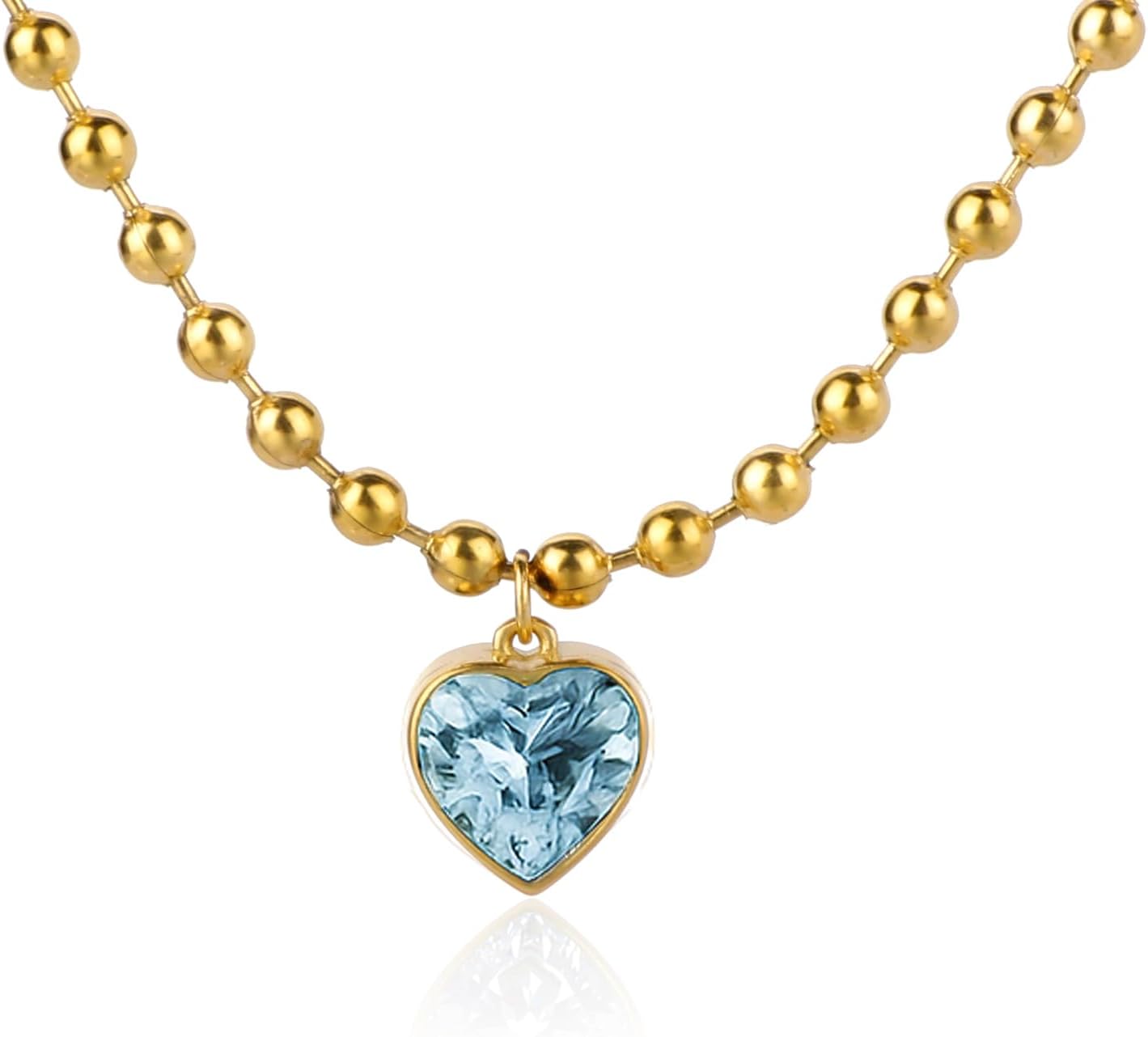 Heart Pendant Paperclip Chain Necklace 18k Gold Plated Birthstone Toggle Necklace Heart Jewelry Valentine's Day Birthday Gift for Women