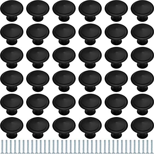 40 Pieces Round Knobs Ring Cabinet Knobs Round Cabinet Pulls Kitchen Cabinet Hardware Cupboard Knobs with Screws for Drawer Pulls Door Knobs Dresser Drawer Handles Knobs (Black,1.2 Inch Diameter)