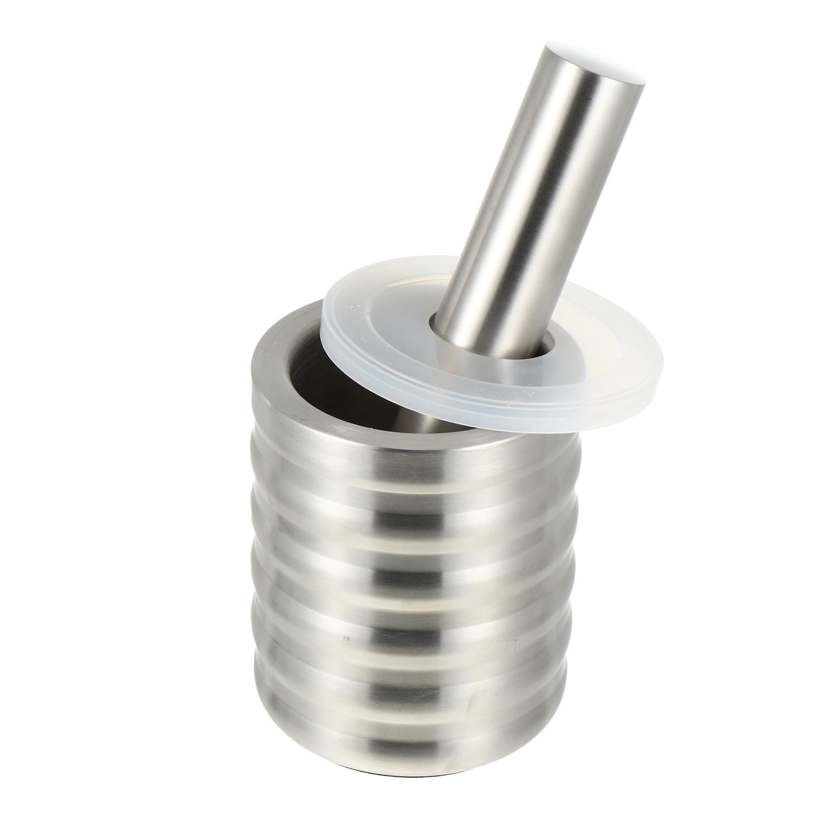 Edelstahl Knoblauchpresse aus 304 Edelstahl, Manuell Silber | Küchenknoblauchschneider, Ergonomisches Stößel Design, Tragbar und Leicht, 1 Satz