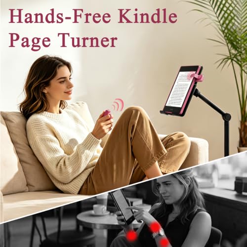 Image of Page Turner Ring for Kindle Paperwhite Oasis Scribe Kobo eReaders, Remote Control Page Turner for iPad iPhone Android Tablets E-Readers, Kindle Accessories for Thick Cases (Raspberry)