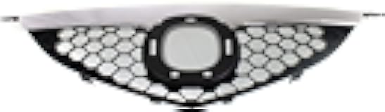 Evan-Fischer Grille Assembly Compatible with 2007-2009 Mazda 3 Textured Dark Gray Shell and Insert with Chrome Upper Bar Sedan