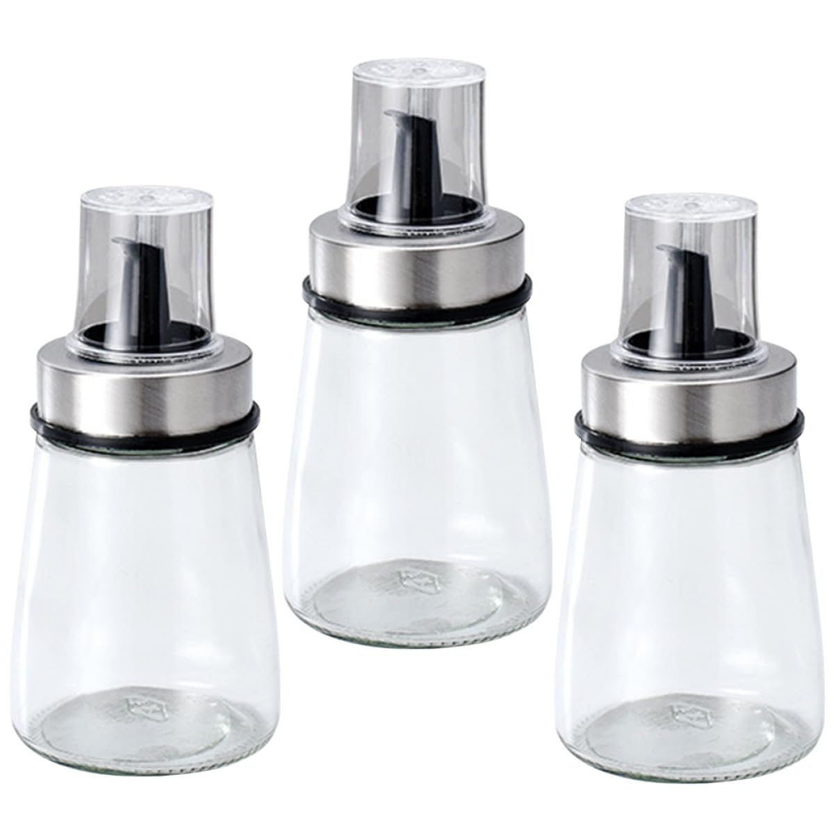Lot de 3 Bouteilles en Verre pour Condiments, Distributeurs D'huile et Sauce Soja Bouchons en Silicone, Cuisine et Présents de Pendaison de Crémaillère