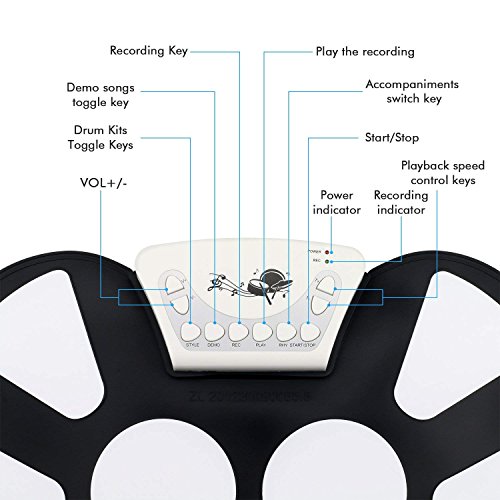Vazussk Portable Usb Electronic Roll Up Drum Pad Kit Silicon Foldable Drum Set With Stick Foot Switch Pedal #TOP5