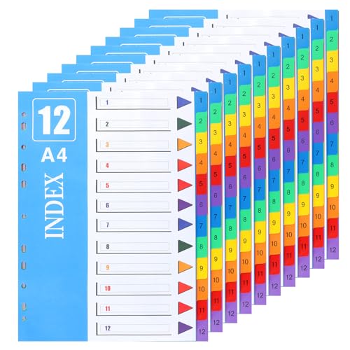 Intercalaires A4 à 12 positions, l'organisation colorée pour des classeurs toujours impeccables