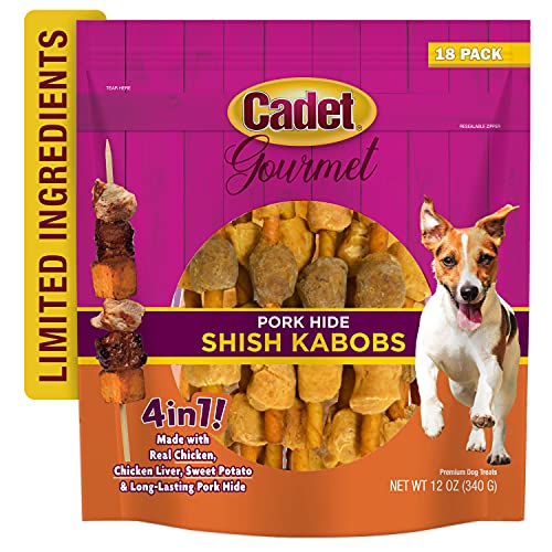 Cadet Gourmet Pork Hide Shish Kabob Dog Treats 5" (18 Count) #TOP7