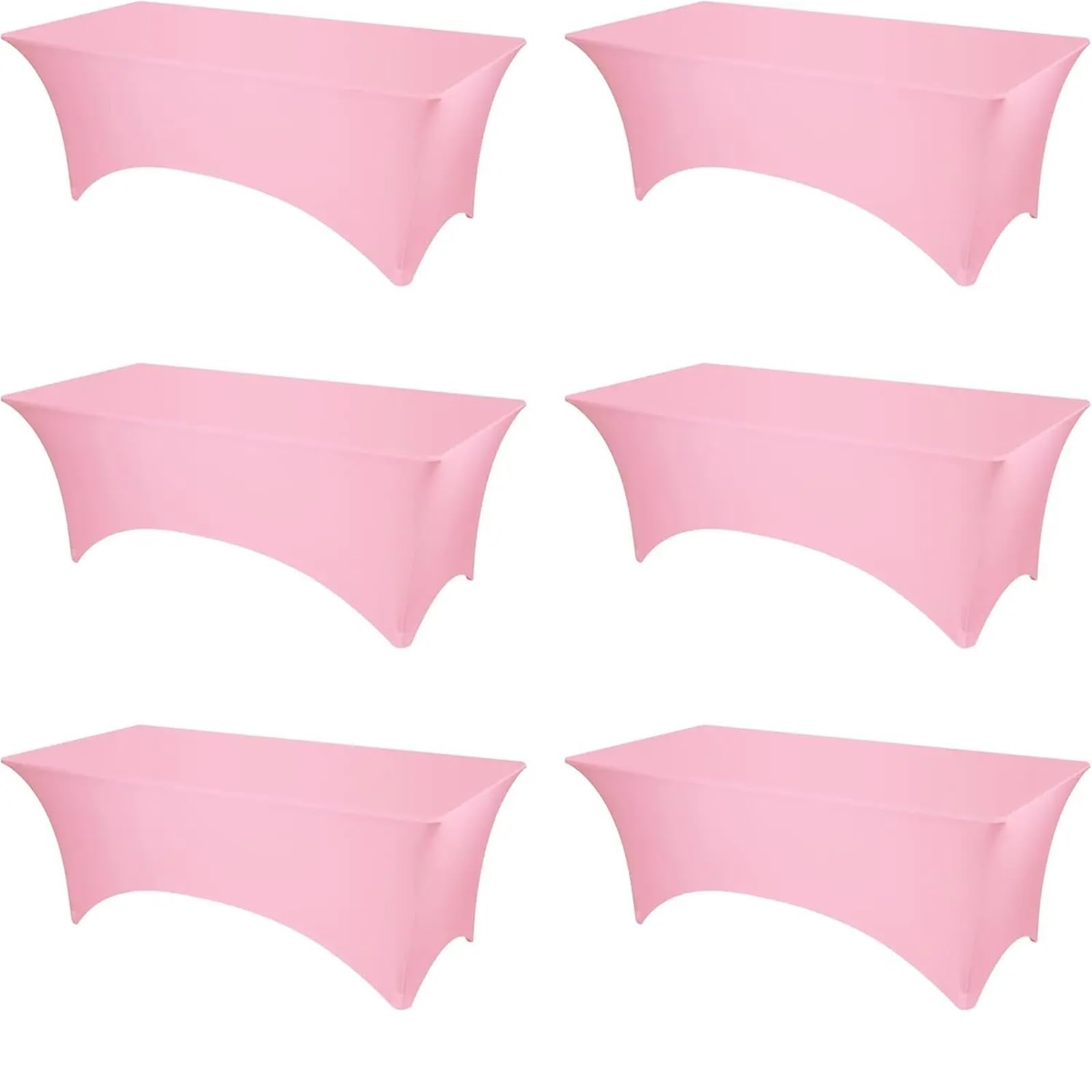 SNGUOQ 6 Pack Fitted Spandex Table Covers - 6ft Stretch Tablecloths For Foot Rectangle Folding Cloths Rectangular For Event, Wedding(Pink)