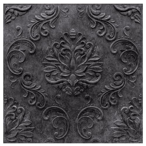 Image of Kayra Decor 3D Self Adhesive Wall Panel - Nexa Grey Color Damask Design - (19.7 x 19.7, Covers 16.17 Sq. ft. (Pack of 6)