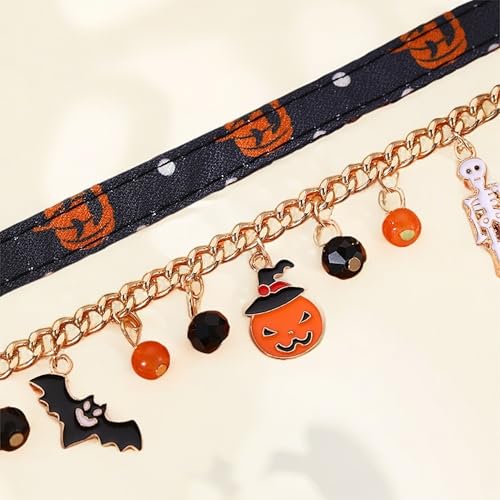 Halloween Bracelet for Women Pumpkin Skull Bat Charm Bracelets Chunky Adjustable Gold Link Chain Bracelets Set for Halloween Holiday Party for Women Jewelry4