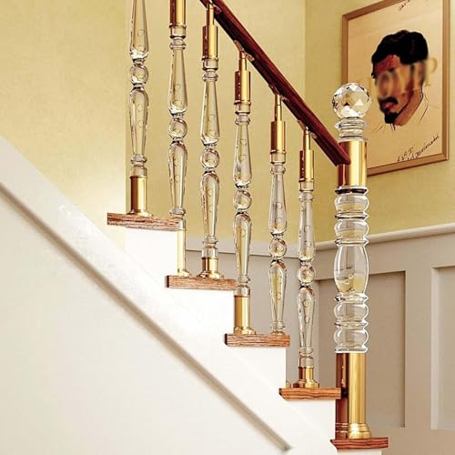 Balustre d'escalier en acrylique transparent doré moderne de 115 cm