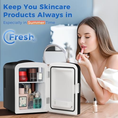 Image of Antarctic Star 4L /6 Can Portable Compact Refrigerator for Bedroom,Car,Office & Dorm,Small Cooler for Food /Drinks /Skin Care,AC /DC, Black