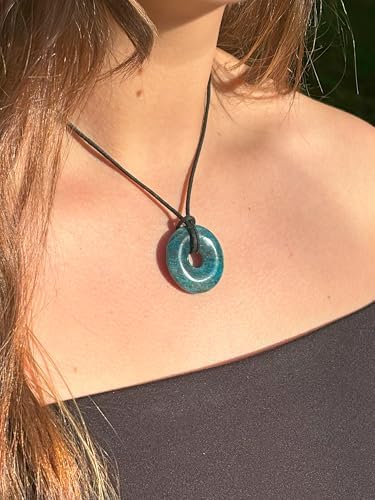 Lebensquelle Plus edelsteen donut 40 mm katoenen band edelsteenkaart | natuursteen hanger ketting | echte genezende steenketting incl. band, 40 mm