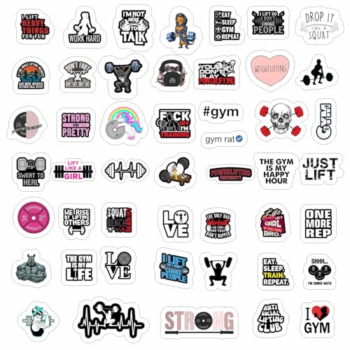 Image of 100Pcs Gym, Workout and Weightlifting Stickers for Water Bottle & Laptop - Workout Gifts for Women, Mom - Waterproof Vinyl Decals, Fitness Stickers, Gifts for Women & Men