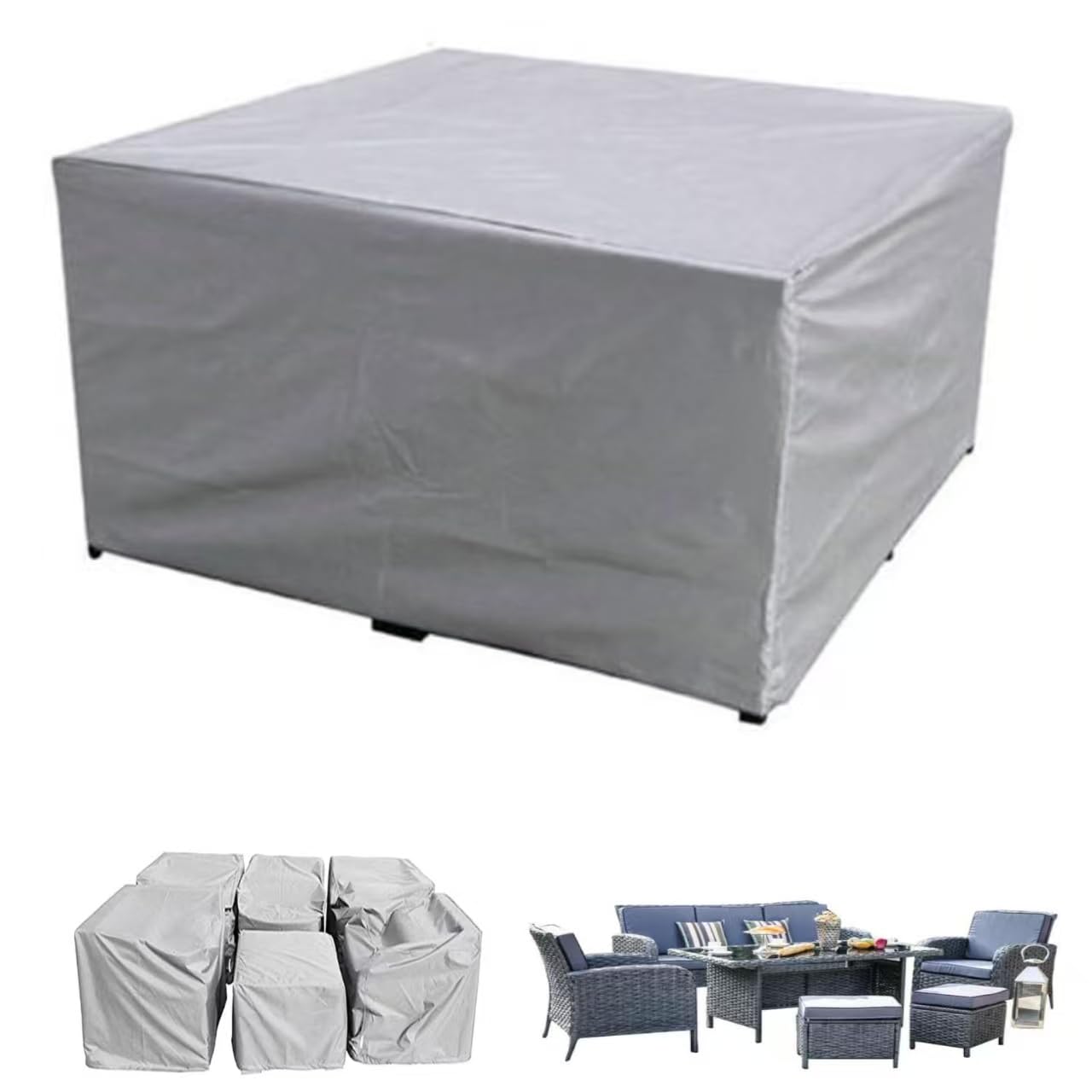 Coperture per Mobili da Giardino,Panno 420D Oxford Impermeabile Copertura,Tavoli e Sedie da Cortile Raggi UV,Quadrato Resistente Allo Strappo Copertura Tavolo/nero230x80x80cm/LxWxH