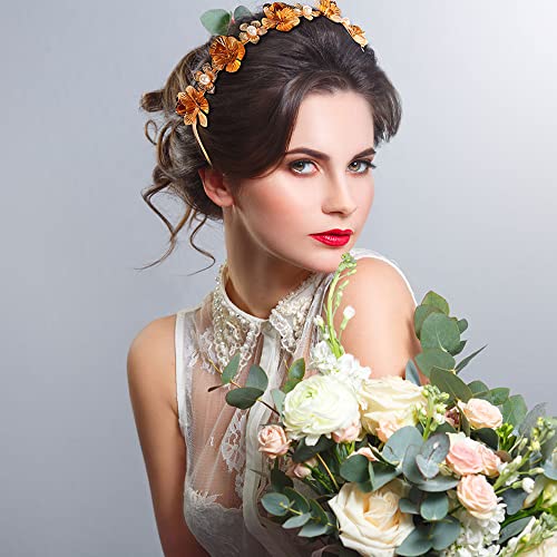10 Pcs Pearls Headband Rhinestones Hairbands Gold Metal Headbands White Faux Pearl Rhinestones Hairbands Leaf Decor Hair Hoop Metallic Butterfly Flower Headband Chained Headband Bridal Hair Hoop Wedding Hair Accessories For Women Girls ¡­ #TOP2