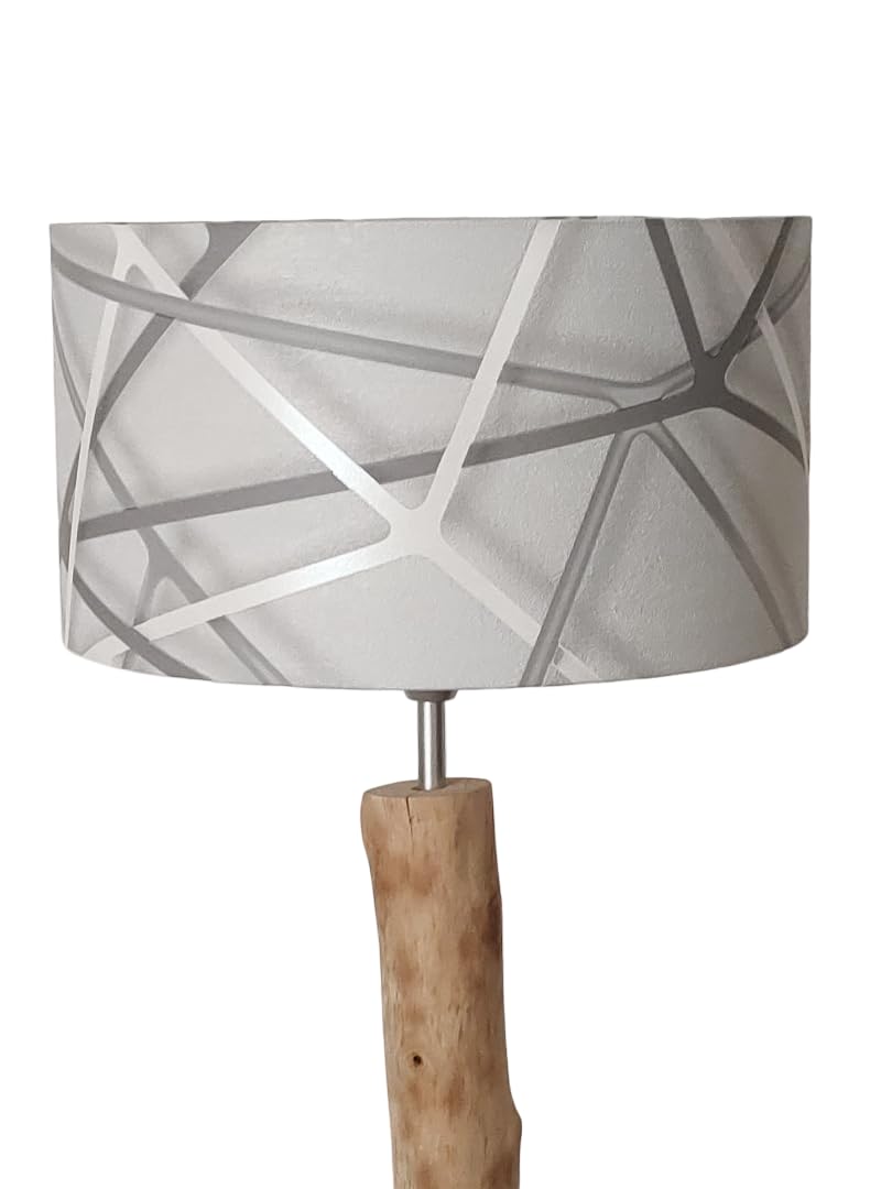 Abat-jour motifs géométriques gris luminaire décoration contemporaine 35cm