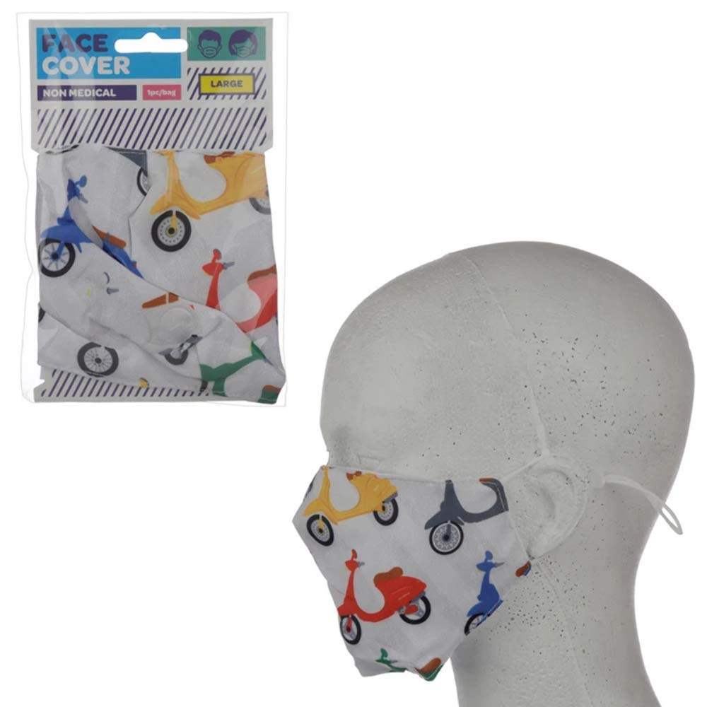 PuckatorReusable Face Covering-Non Medical Large Size Twin Pack (Speed King Scooter) Mask, Multi Colour, One