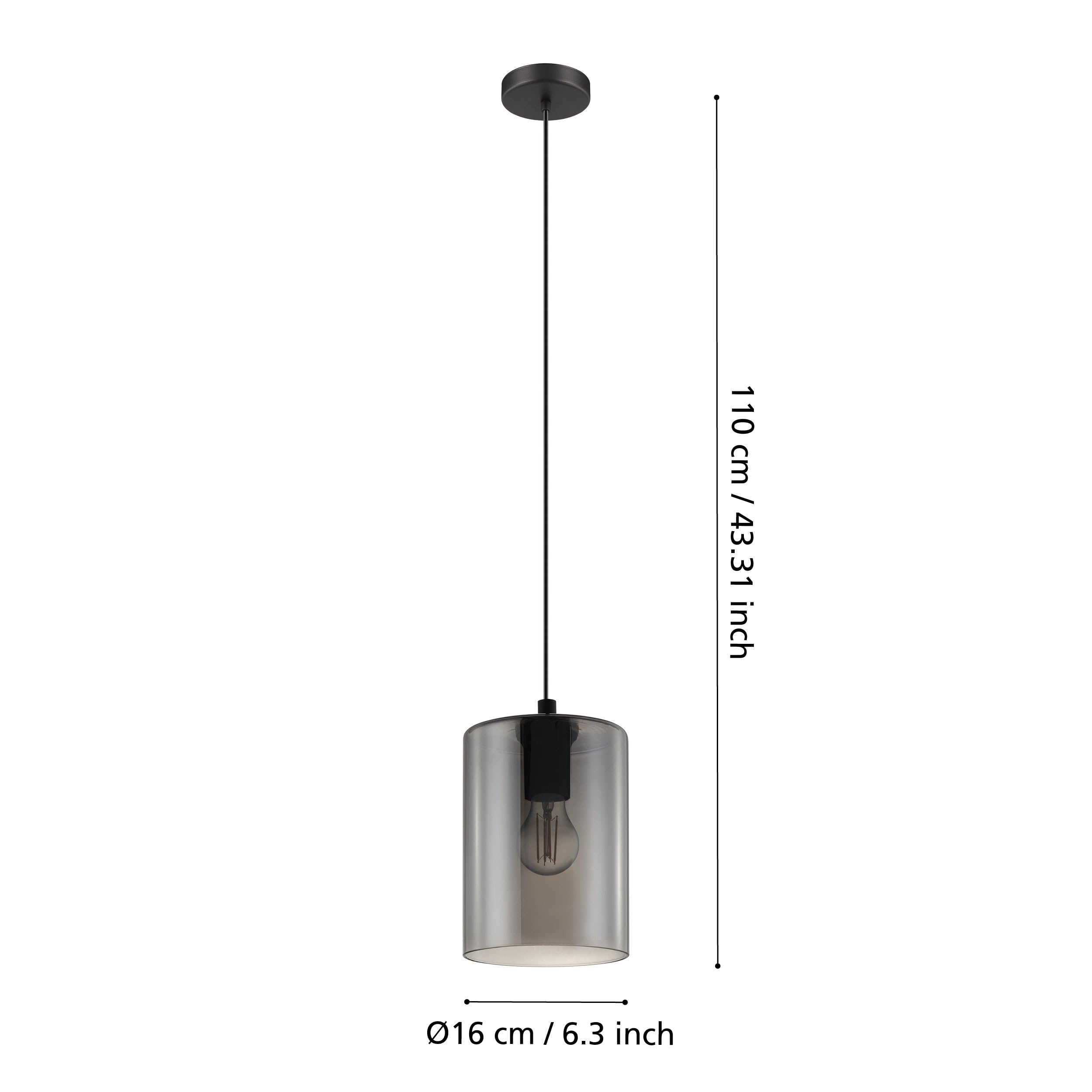 Eglo Suspension Cadaques 1, lampe suspendue 1 flamme, élégante, suspension