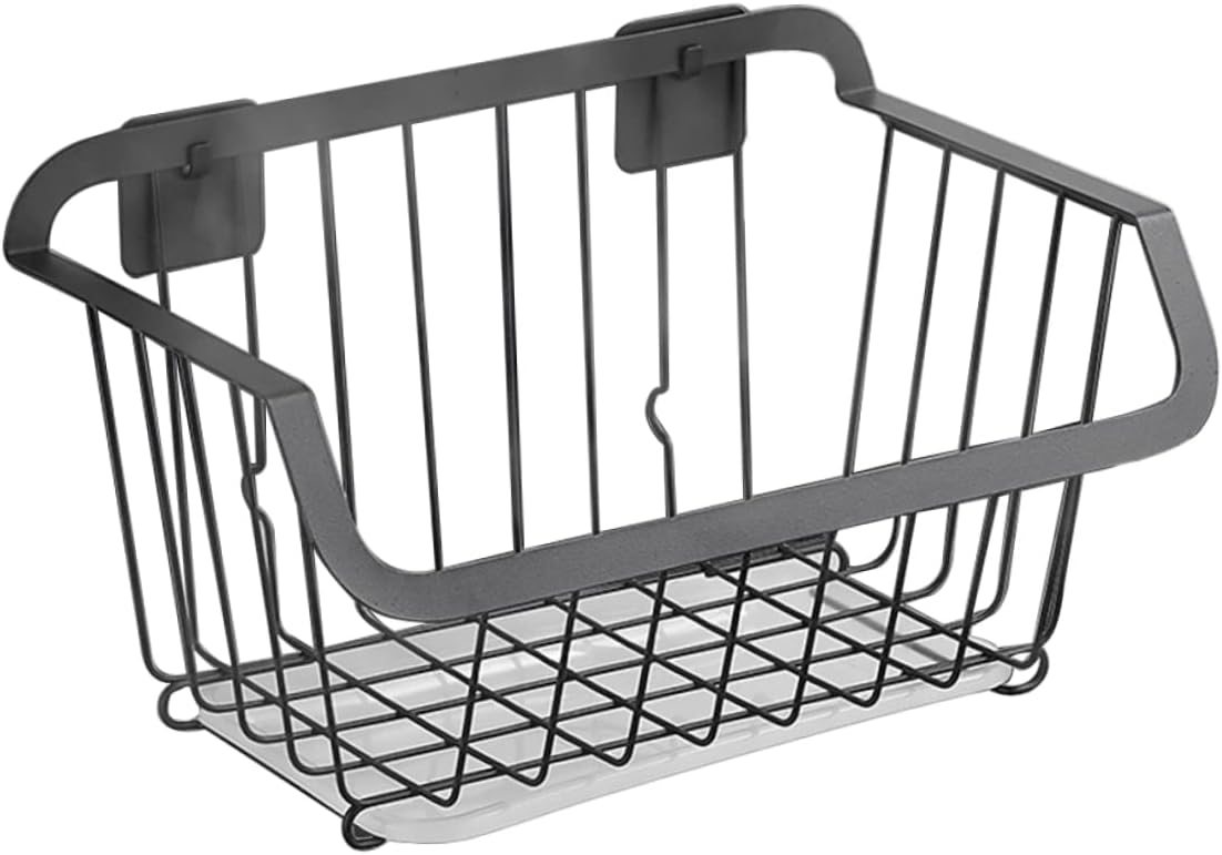 1Pc Wall Hanging Storage Basket with Drain Pan Multi Functional Fruit and Vegetable Organizer for Kitchen and Home Rustproof and Space Saving Design
