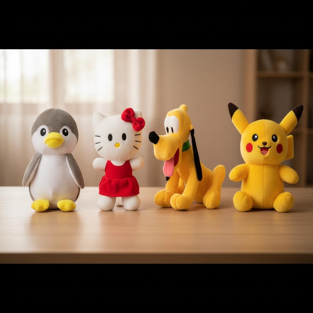 Set of 4 Kitty, Dog, Grey Penguin, Pika Supper Soft Toy for Cute Kids Baby Boys Girls Stuffed Soft Plush Toy Combo of Teddy Bear for Kids Gift Animal Stuff Toys-image-35