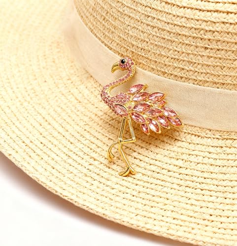 Image of Flamingo Brooch Pins for Women Crystal Rhinestone Pink Bird Animal Broach Dresses Coat Jacket Birthday Wedding Festival Jewellery Gifts