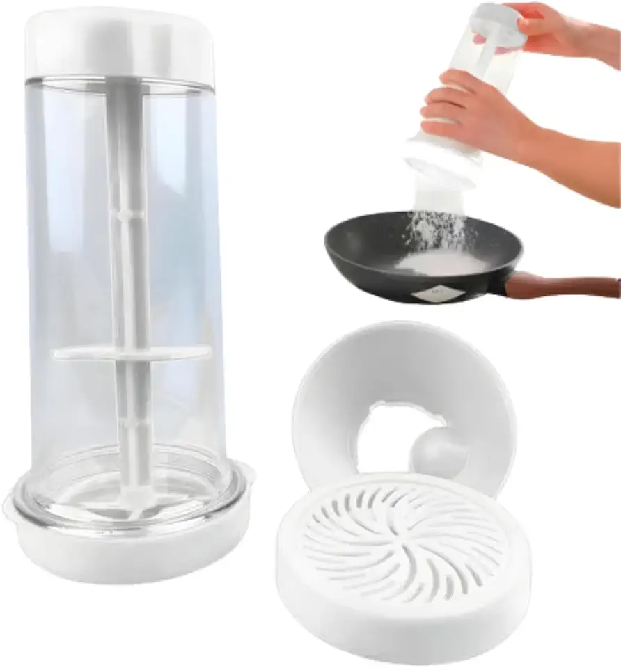 Tapioqueira Polvilhador Peneira Farinha Goma Tapioca Beiju Manual Armazena e Peneira PREMIUM (Branco)