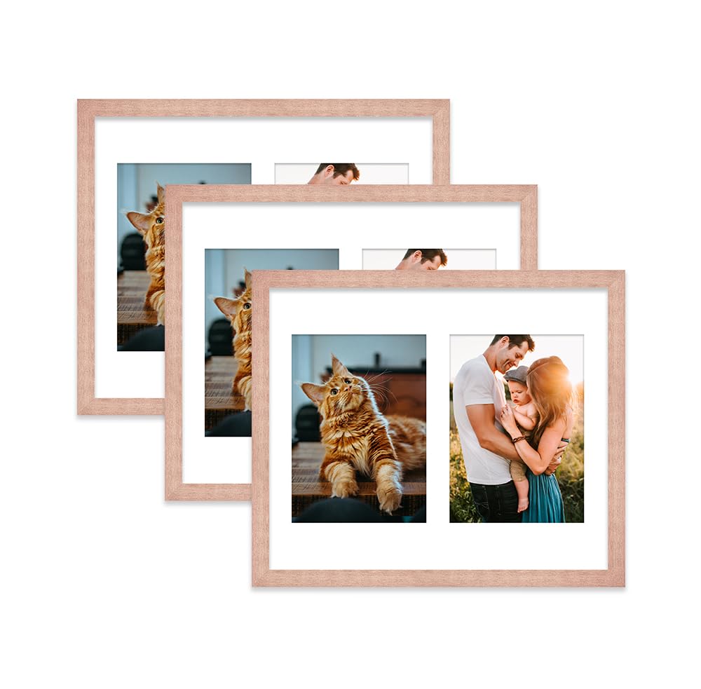 Bronze Multi Photo Frame - Holds 2 x 7x5 Pictures, Family Collage Picture Frame for Wall Display, 12x10 Frame size, Set of 3