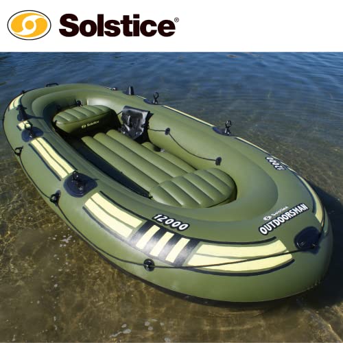 Solstice Outdoorsman 12-Foot Heavy-Duty Inflatable Fishing Boat With Quad Swivel Oar Locks And Dual Rod Holders, Motor Compatible #TOP6