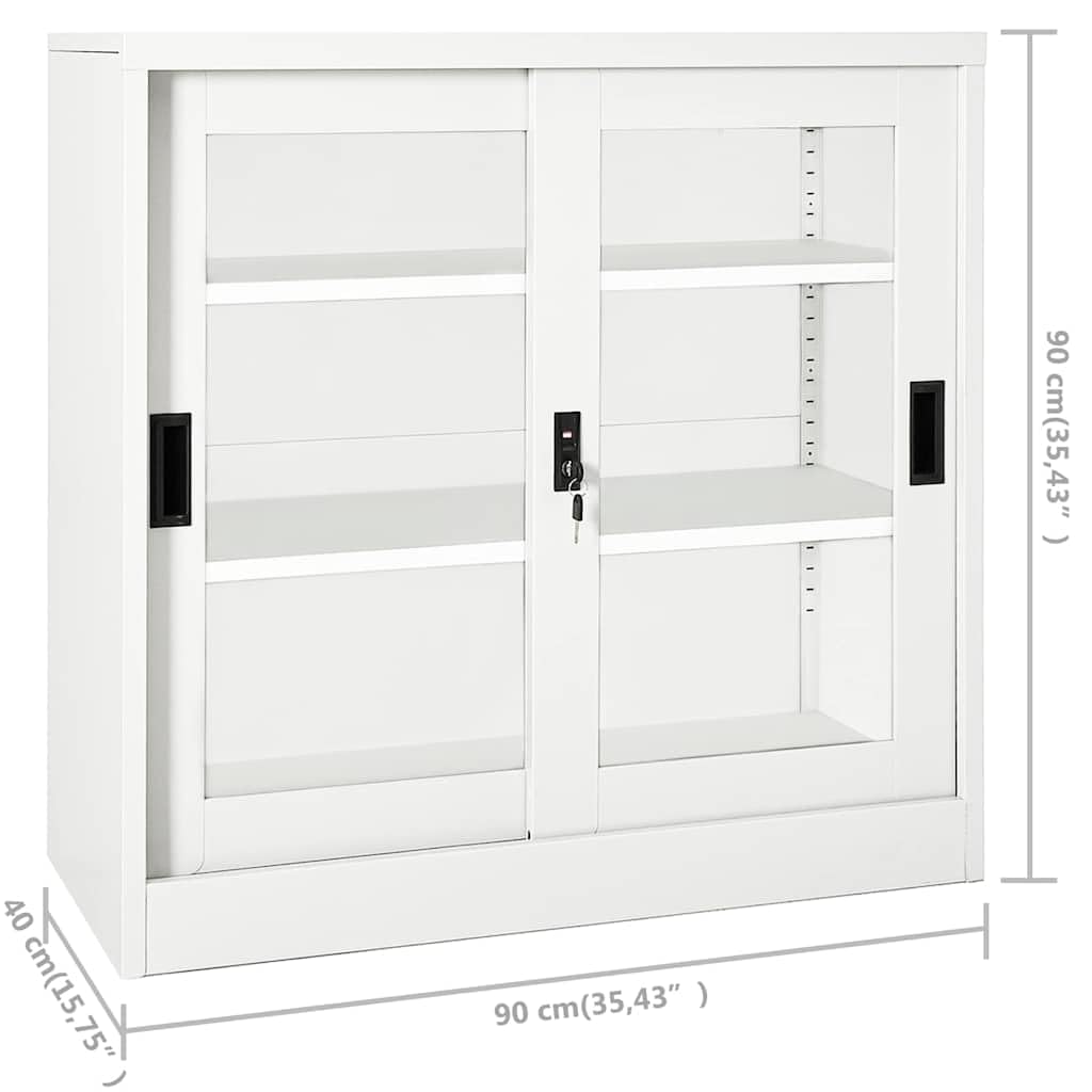 Schrank mit Schiebetür Weiß 90x40x90 cm Stahl