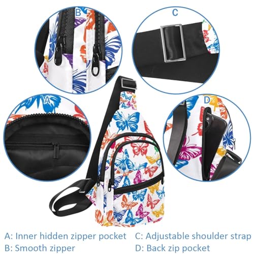 Sac banane à sangle réglable multicolore au motif papillon vibrant