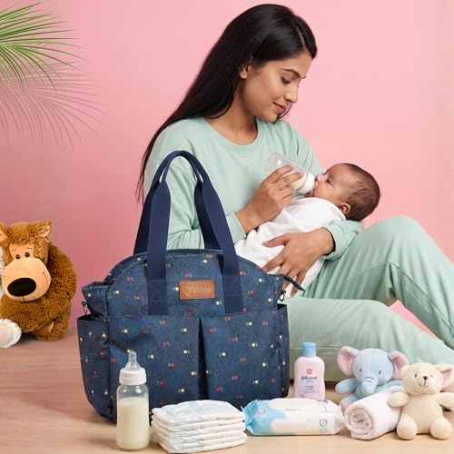 Image of VISMIINTREND Diaper Tote Bags for Mother | Materinity Travel Handbags | Multi Pockets Water Resistant Diaper Bags | Hospital Messenger Bags for New Mom | Gift for New Born Baby & Girl