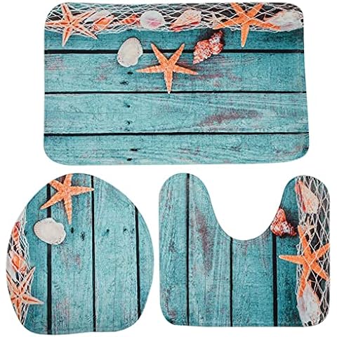 Olivine Beach 3-Piece Bath Mat Set Cover