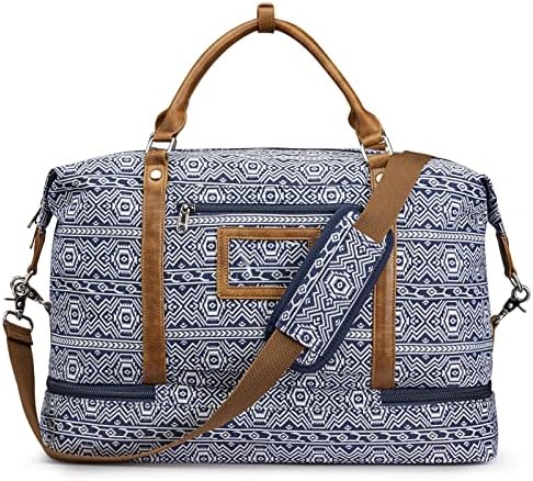 Newshows Women Weekender Bag Canvas Overnight Duffel Travel Tote with PU Leather Shoe Compartment Luggage Tag 1 Newshows Women Weekender Bag Canvas Overnight Duffel Travel Tote with PU Leather Shoe Compartment Luggage Tag